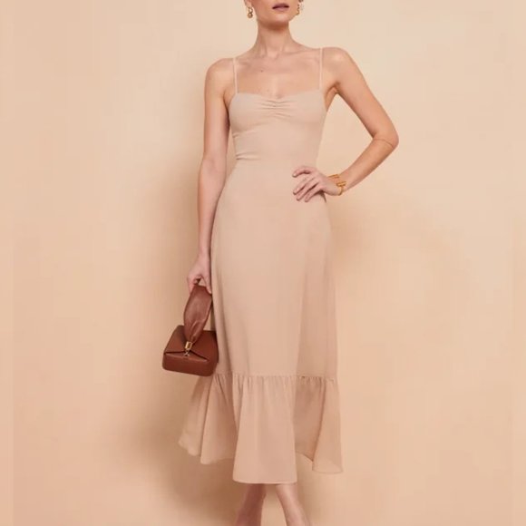 **LAST CHANCE**Reformation Emersyn Dress in Champagne - Picture 1 of 6